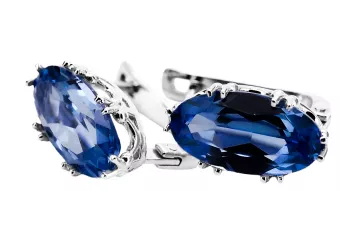 Vintage craft Earrings Sapphire Sterling silver 925 vec021s